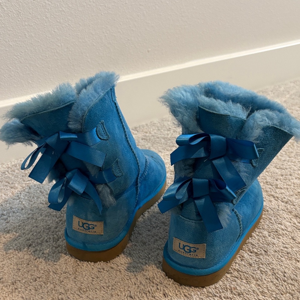 UGG Vibrant Blue Boots with Ribbon Accents